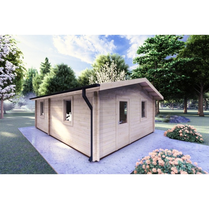 Casa di legno Dalia 5x7 44 mm, fronte lato sinistro
