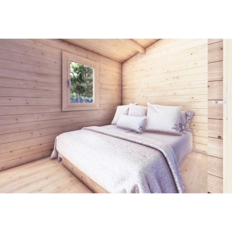 Casa di legno Dalia 5x7 44 mm, interno camera da letto