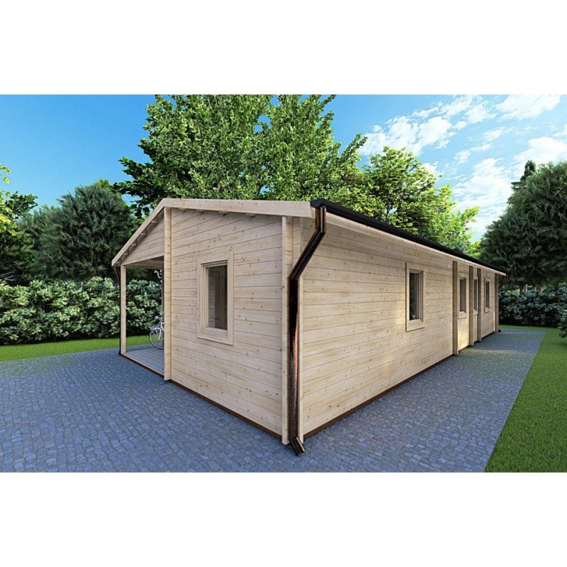 Casa in legno ALMA 6x11 44 mm, fronte lato destro