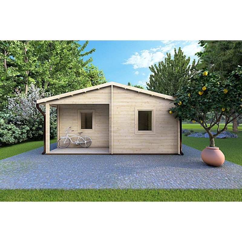 Casa in legno ALMA 6x11 44 mm, vista frontale