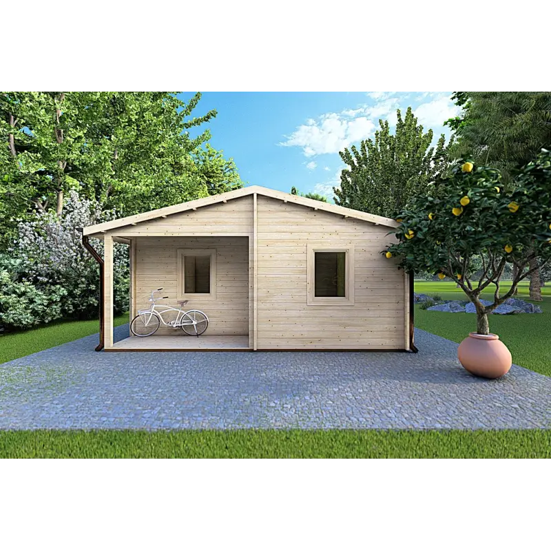 Casa in legno ALMA 6x11 44 mm, vista frontale