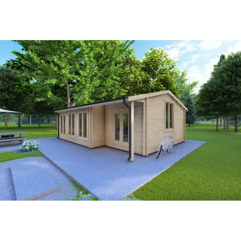 Casa di legno ADELE 8x6 44 mm, fronte lato destro