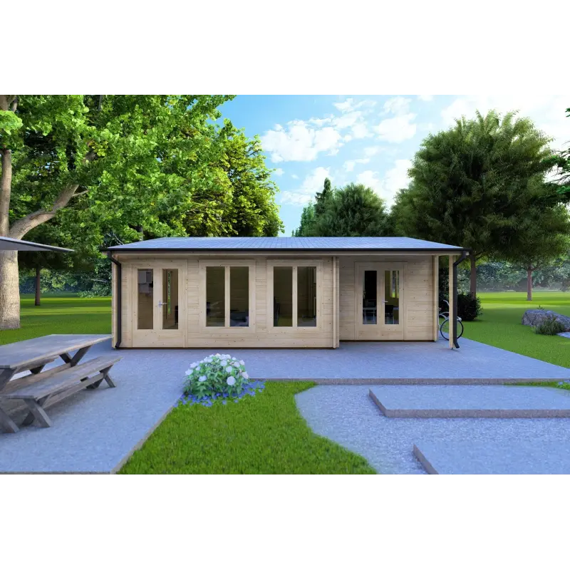 Casa di legno ADELE 8x6 44 mm, vista frontale