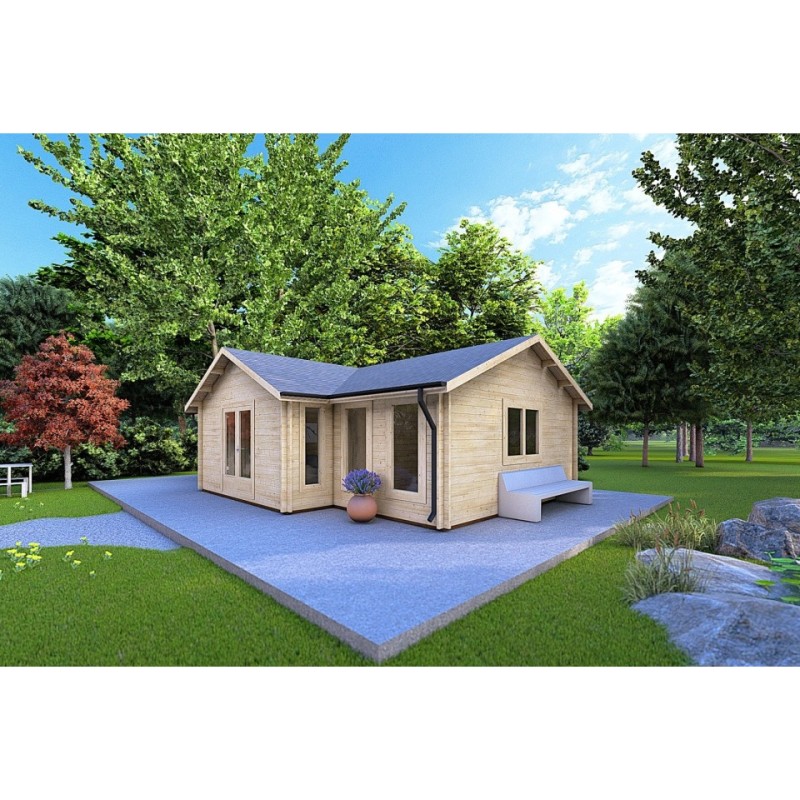 Casa in legno NOEMI 10x6 44 mm, fronte lato destro