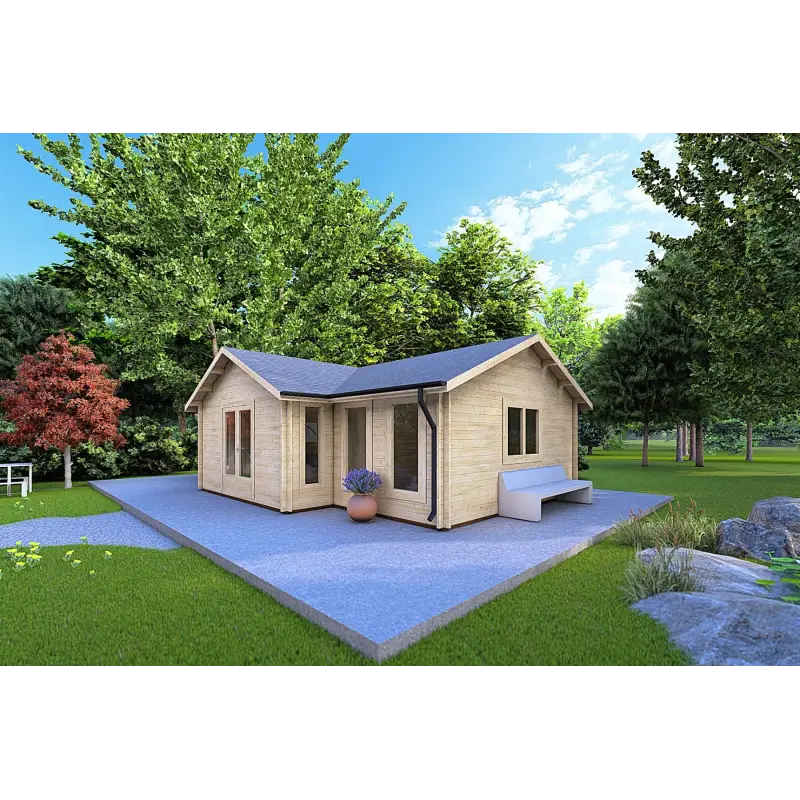 Casa in legno NOEMI 10x6 44 mm, fronte lato destro
