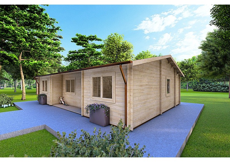 Casa di legno GIADA 10x7.2 44 mm, fronte lato destro