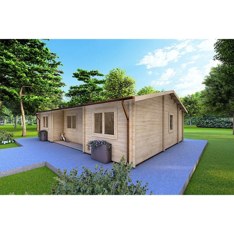 Casa di legno GIADA 10x7.2 44 mm, fronte lato destro