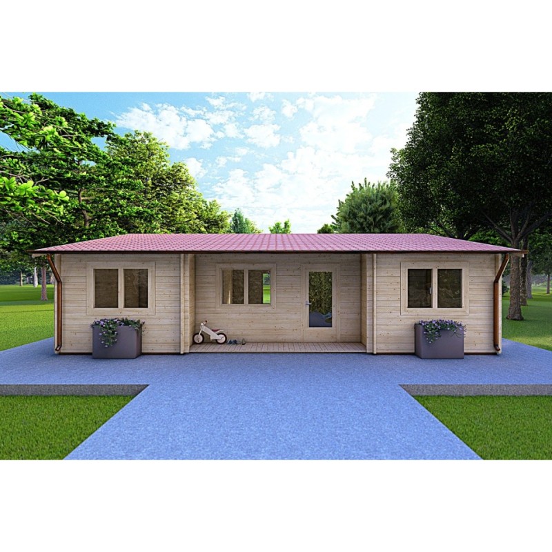 Casa di legno GIADA 10x7.2 44 mm, vista frontale