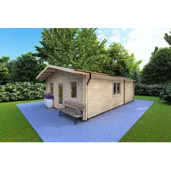 Casa di legno LARA 6x8 44mm, fronte lato destro