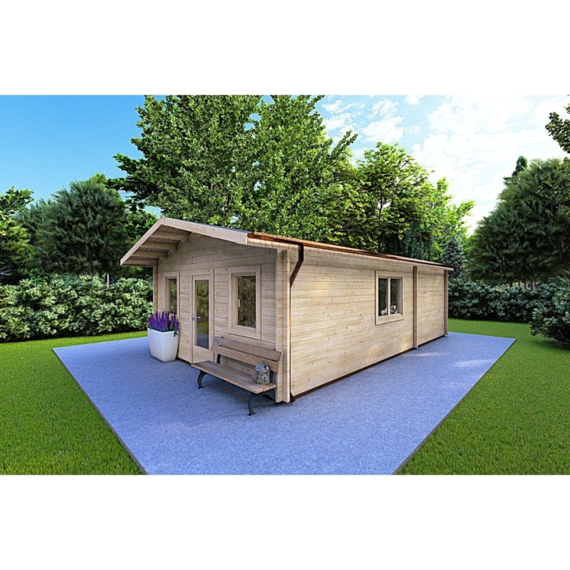 Casa di legno LARA 6x8 44mm, fronte lato destro