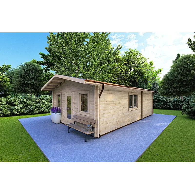 Casa di legno LARA 6x8 44mm, fronte lato destro
