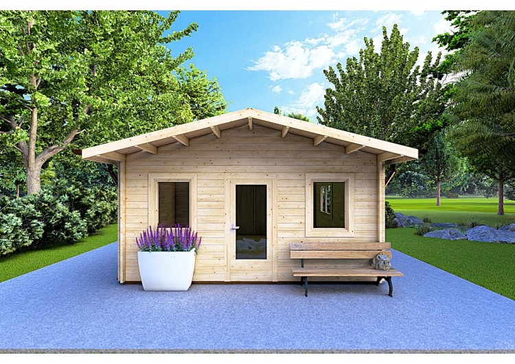 Casa di legno LARA 6x8 44mm, vista frontale