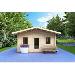 Casa di legno LARA 6x8 44mm, vista frontale