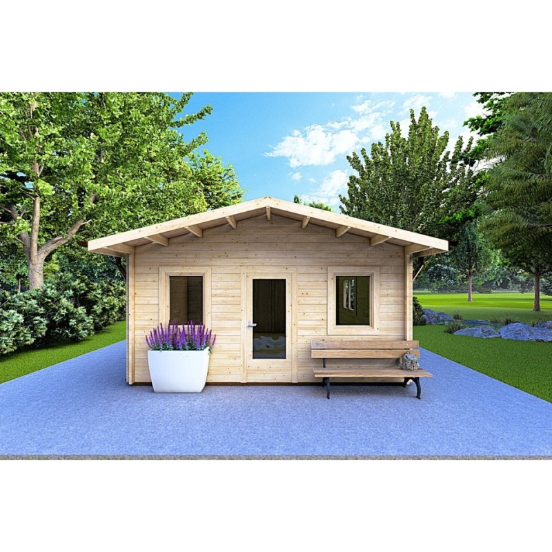Casa di legno LARA 6x8 44mm, vista frontale