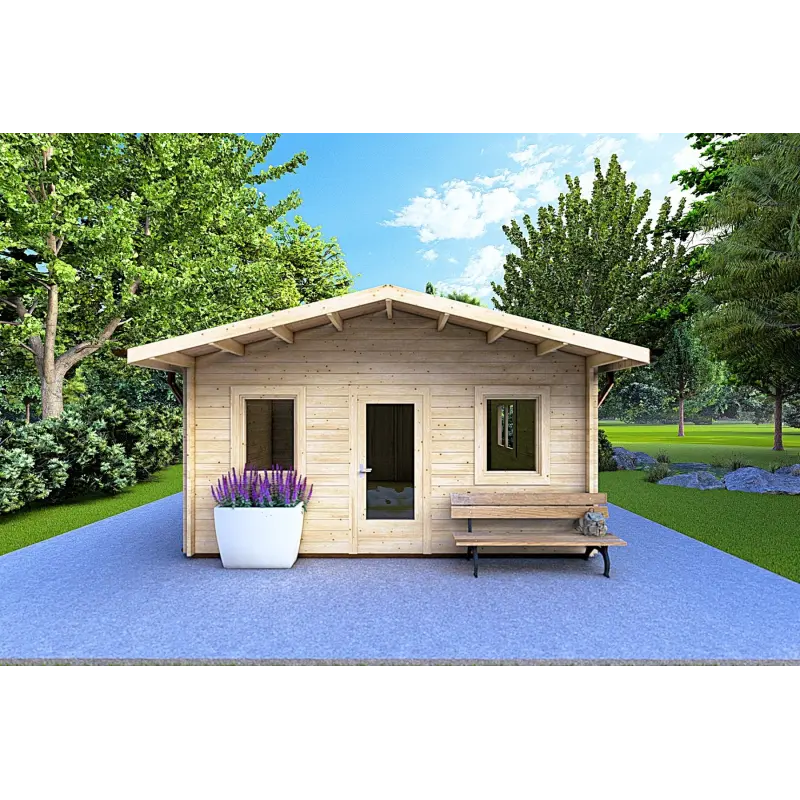 Casa di legno LARA 6x8 44mm, vista frontale
