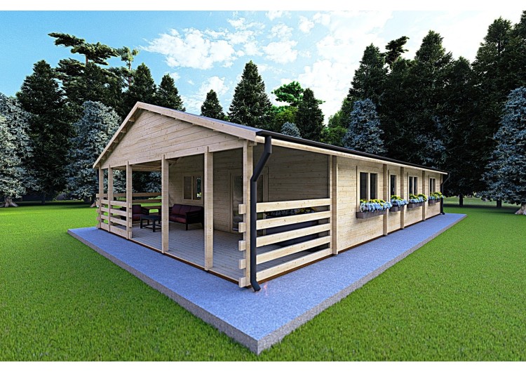 Casa di legno FIRENZE 8x12 44mm, fronte lato destro