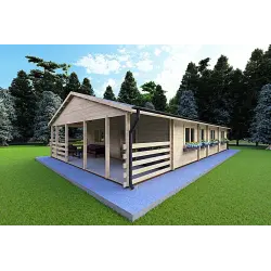 Casa di legno FIRENZE 8x12 44mm, fronte lato destro