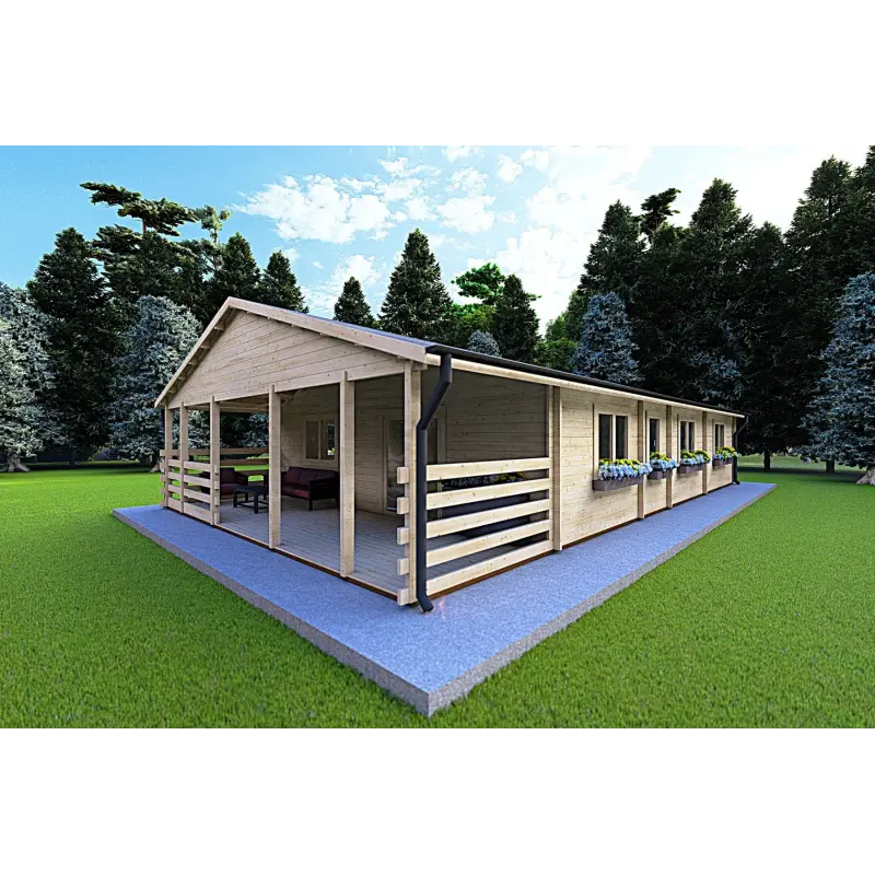 Casa di legno FIRENZE 8x12 44mm, fronte lato destro