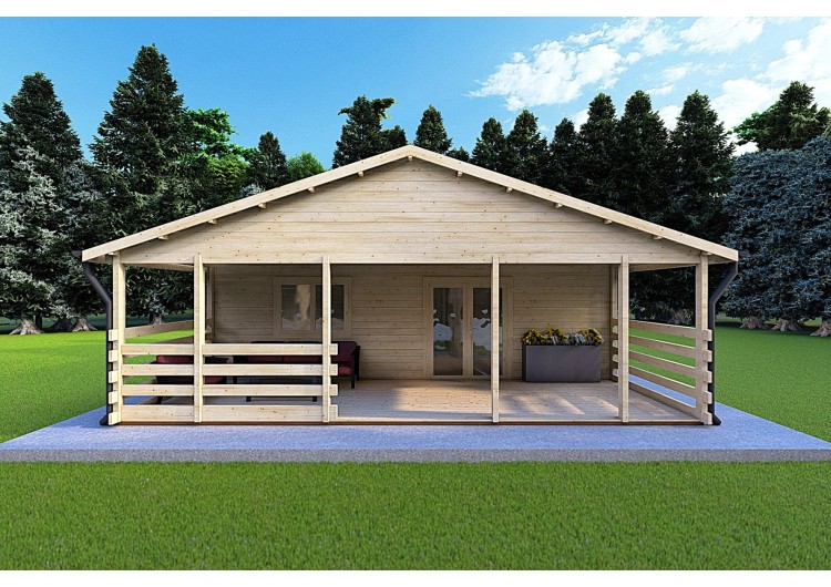 Casa di legno FIRENZE 8x12 44mm, vista frontale
