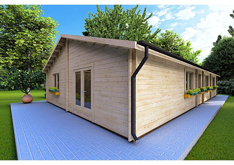 Casa in legno NIZZA 8x14.50 44mm, fronte lato destro