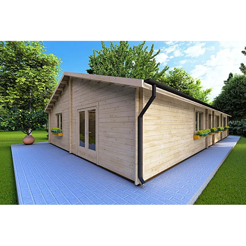 Casa in legno NIZZA 8x14.50 44mm, fronte lato destro