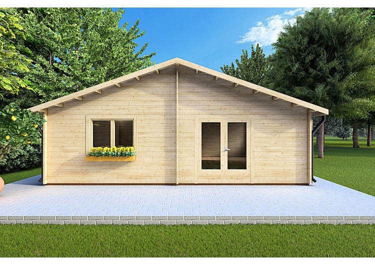 Casa in legno NIZZA 8x14.50 44mm, vista frontale