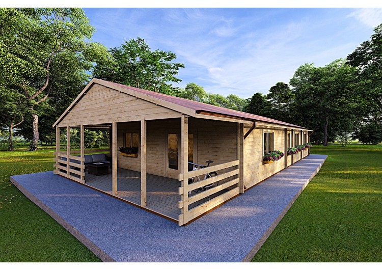 Casa di legno SOFIA 8x14.50 44mm, fronte lato destro