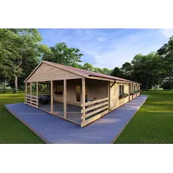 Casa di legno SOFIA 8x14.50 44mm, fronte lato destro