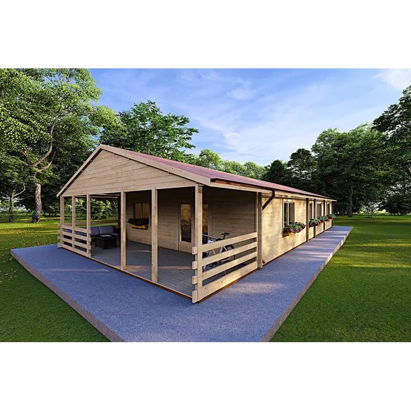 Casa di legno SOFIA 8x14.50 44mm, fronte lato destro