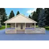 Casa di legno SMERALDA 6x6 con mezzanino calpestabile 14.35 m² e terrazza 17 m² 44 mm, vista frontale