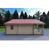 Casa di legno SMERALDA 6x6 con mezzanino calpestabile 14.35 m² e terrazza 17 m² 44 mm, lato sinistro
