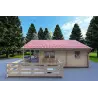 Casa di legno SMERALDA 6x6 con mezzanino calpestabile 14.35 m² e terrazza 17 m² 44 mm, lato destro