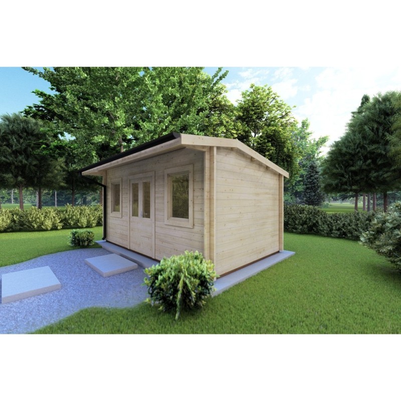 Casetta in legno AZZURRA 5x3 44 mm, fronte lato destro