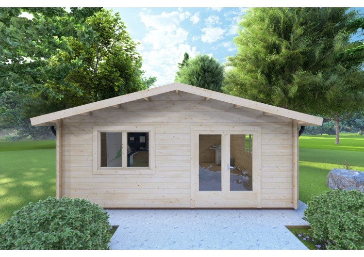 Casa di legno LELLA 6x6 44 mm, vista frontale