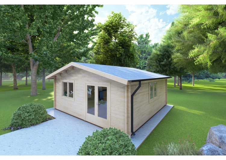 Casa di legno LELLA 6x6 44 mm, fronte lato destro