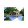 Casetta da giardino NELLA 6x4.2 con tettoia integrata 6x1.6 44 mm, fronte lato
