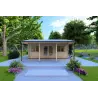 Casetta da giardino NELLA 6x4.2 con tettoia integrata 6x1.6 44 mm, vista frontale