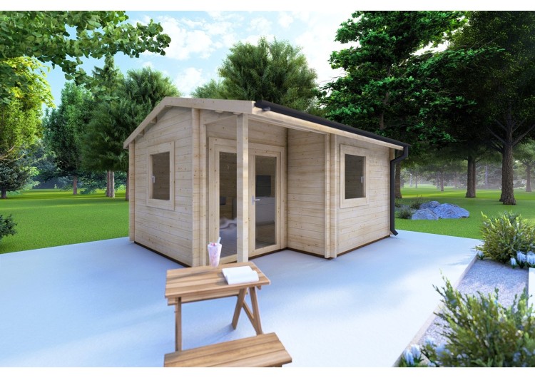 Casa in legno da giardino SONIA 5x4 44 mm, fronte lato sinistro
