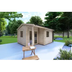 Casa in legno da giardino SONIA 5x4 44 mm, fronte lato sinistro