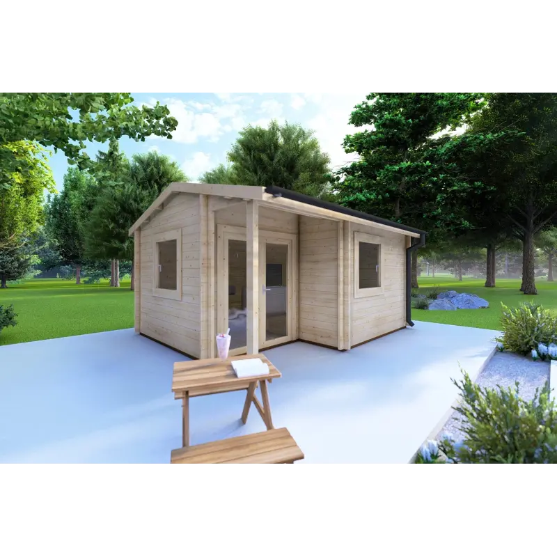 Casa in legno da giardino SONIA 5x4 44 mm, fronte lato sinistro