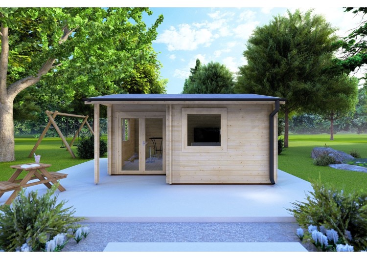 Casa in legno da giardino SONIA 5x4 44 mm, vista frontale