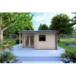 Casa in legno da giardino SONIA 5x4 44 mm, vista frontale