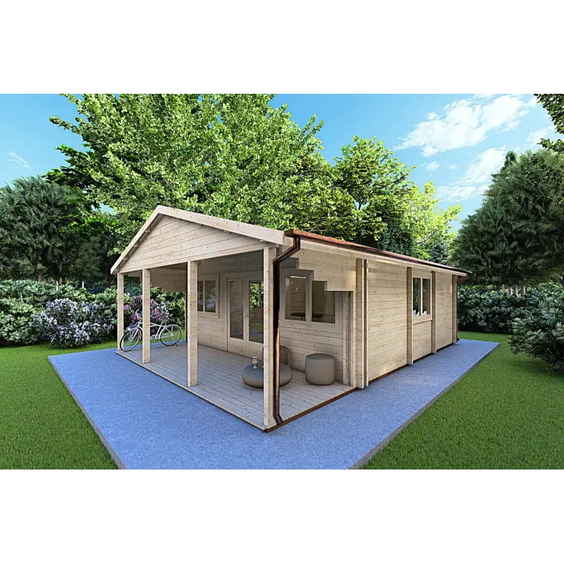 Casa coibentata in legno PERLA 6x6 44/100/44 mm, fronte lato destro