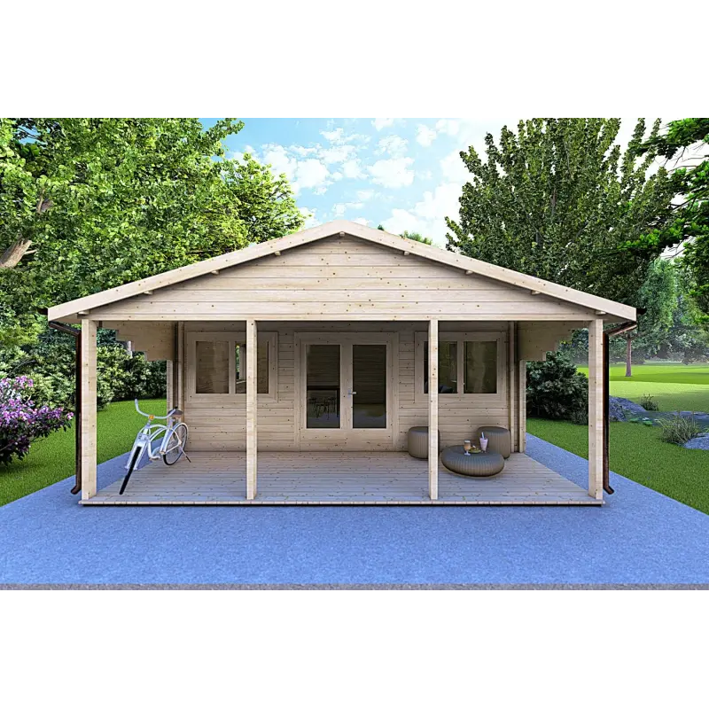 Casa coibentata in legno PERLA 6x6 44/100/44 mm, vista frontale