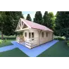 Casa in legno con portico e mezzanino GAIA 33.30 m² 44 mm, fronte lato destro