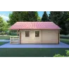 Casa in legno con portico e mezzanino GAIA 33.30 m² 44 mm, lato destro