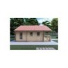 Casa in legno con portico e mezzanino GAIA 33.30 m² 44 mm, lato sinistro
