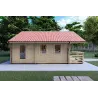 Casa in legno con portico e mezzanino GAIA 33.30 m² 44 mm, lato sinistro