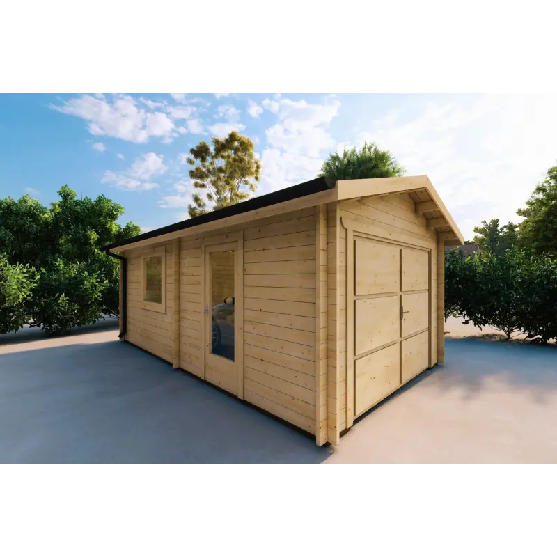 Garage in legno SINGOLO 3.5x6 44mm, fronte lato sinistro