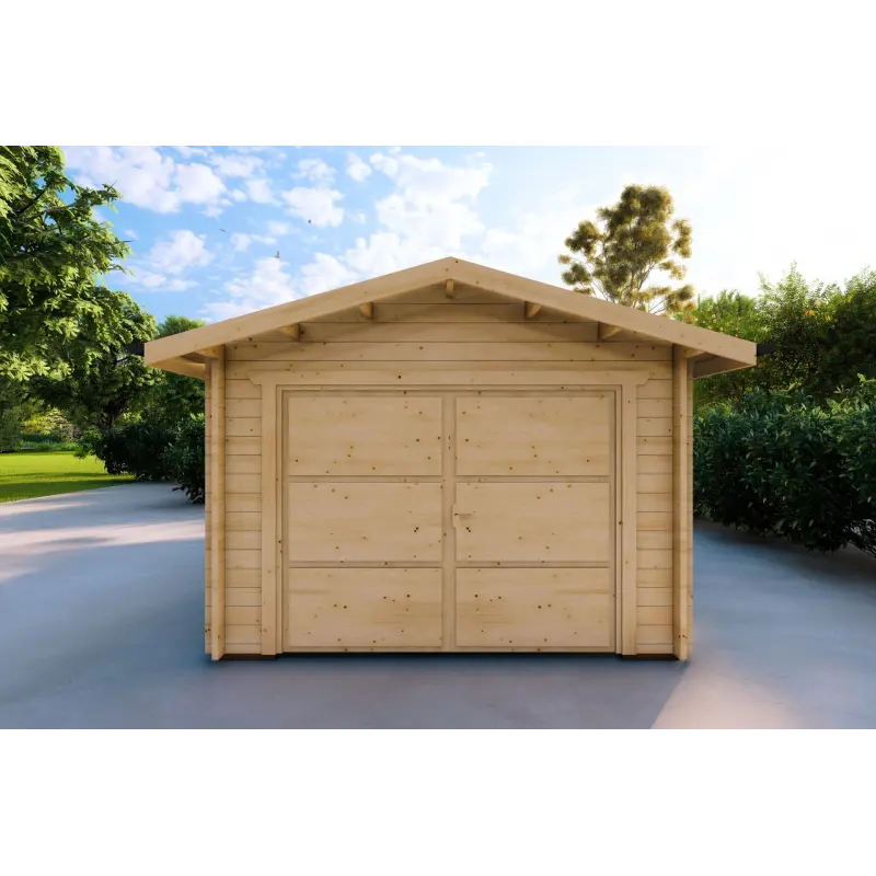 Garage in legno SINGOLO 3.5x6 44mm, vista frontale